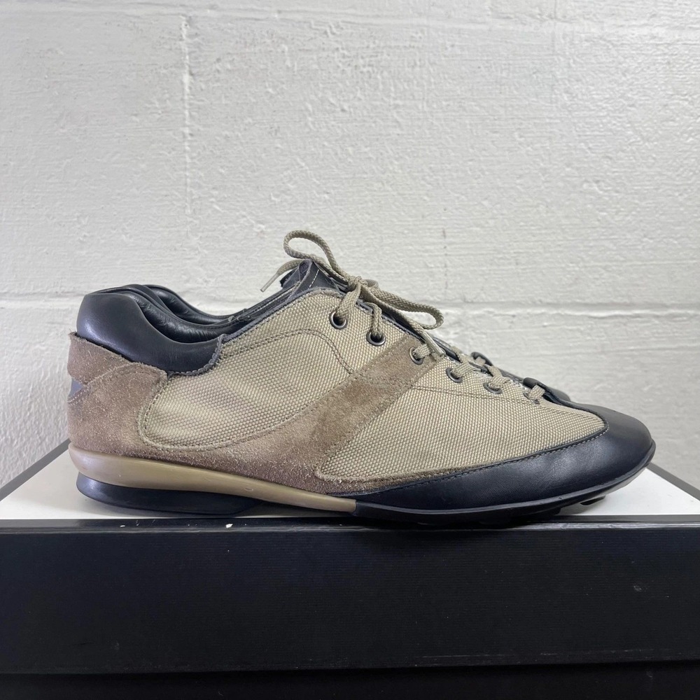TOD's Cloth Low Sneaker Leather Casual Driving Shoes Tan Black Mens‎ Size 10 US